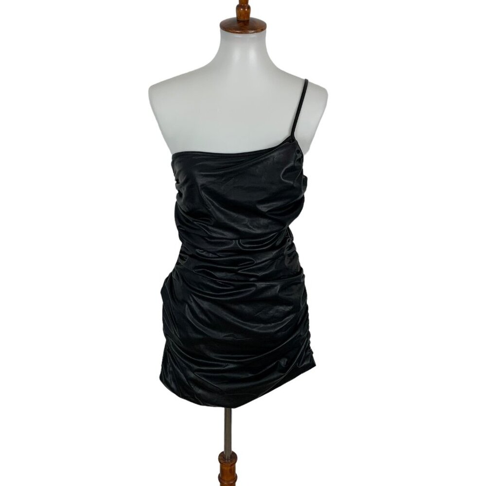 JGR‎ STN Bodycon Dress 4 Black Faux Leather Cutout Sexy Club Party Edgy